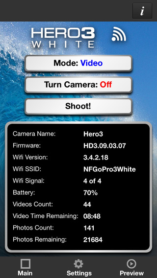 Remote Control for GoPro Hero 3 White