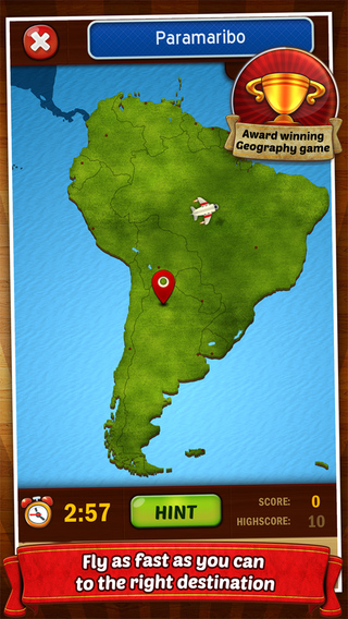 GeoFlight South America: Geography learning made easy and fun