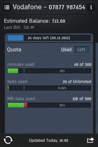 My Phone Usage - O2, Vodafone, Tesco Mobile, Orange, T-Mobile, Three, Virgin & Giffgaff screenshot 2