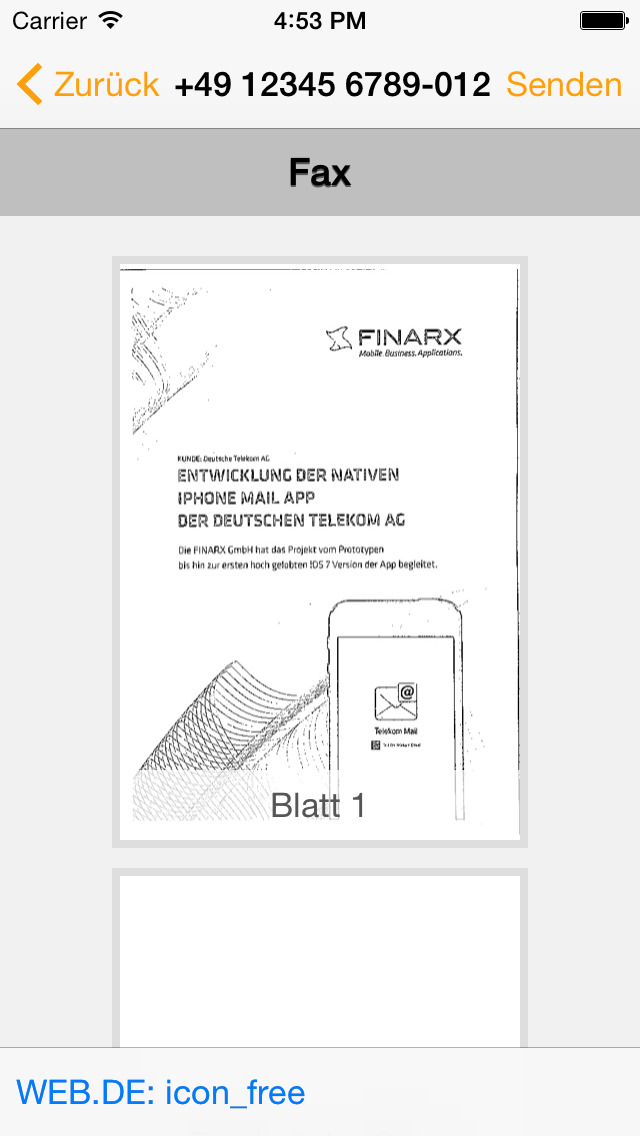 FINARX Fax für web.de