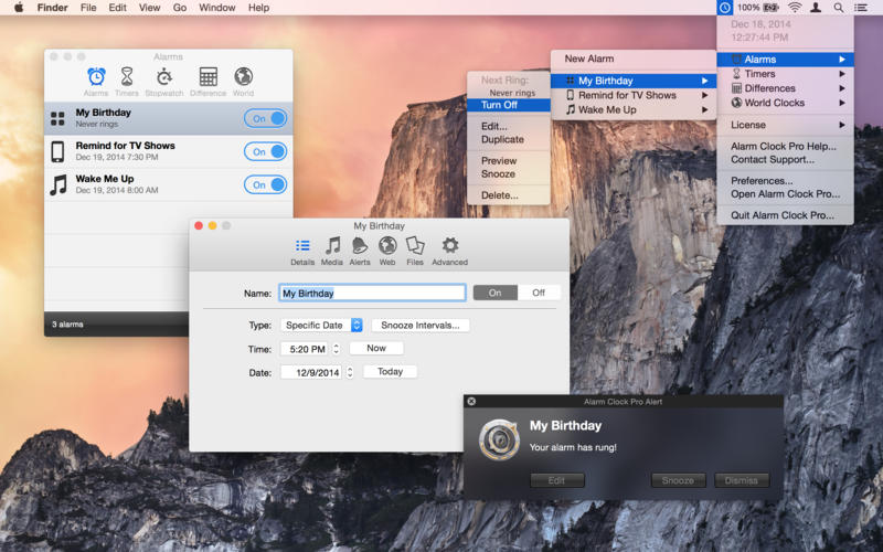 Alarm Clock Pro for Mac 15.5 破解版 Mac上强大的闹钟和时间提醒工具