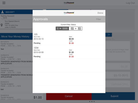 BankFinancial Mobile Business Banking for iPad screenshot 3