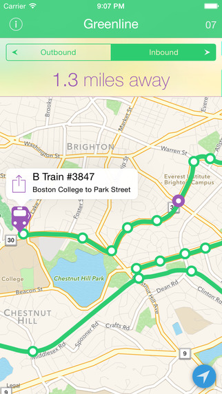 【免費交通運輸App】Greenline - MBTA Real-time Tracking for the Green Line-APP點子