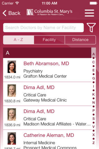 Columbia St. Mary’s Health System screenshot 2