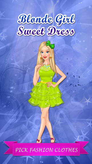 Cute Blonde Girl Sweet Dress - Makeover game for little princesses