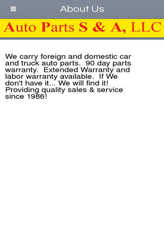 Auto Parts S & A LLC screenshot 2