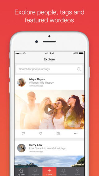 Wordeo: Upload edit videos to create share e-cards with your friends