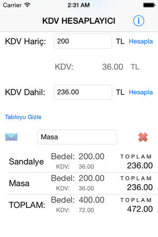 KDV Hesap screenshot 2