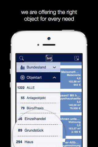 Скриншот из bnovum - Die App für Eigentumswohnungen, Häuser & Neubau Projekte in Berlin zum kaufen