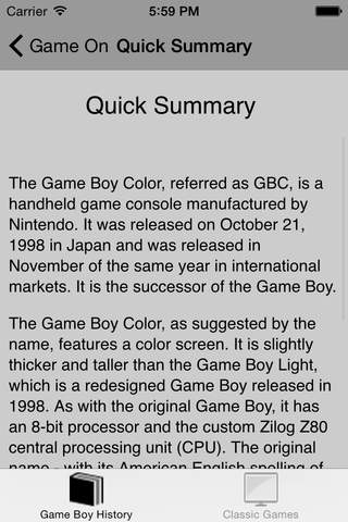 Classic games and History for Gameboy Color screenshot 3