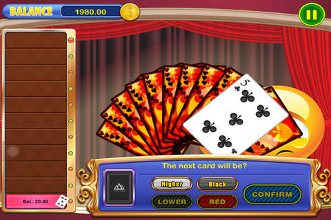 7-7-7 Emoji Easy Fun Hi-Lo (Guess the Next Card) Casino Games Free screenshot 3