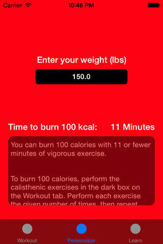 100 Calorie Workout - Interval training based on metabolic equivalence screenshot 3
