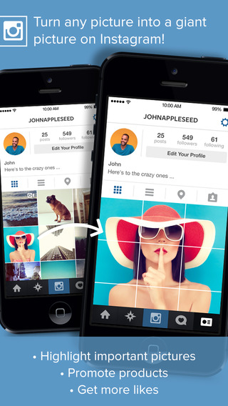 Giant Square - Create banner pictures and big images on Instagram Twitter and Facebook