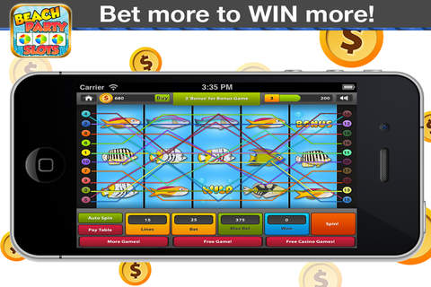 Beach Party Slots - Multi Line Slot Machine Win a Fortune of Coins screenshot 3