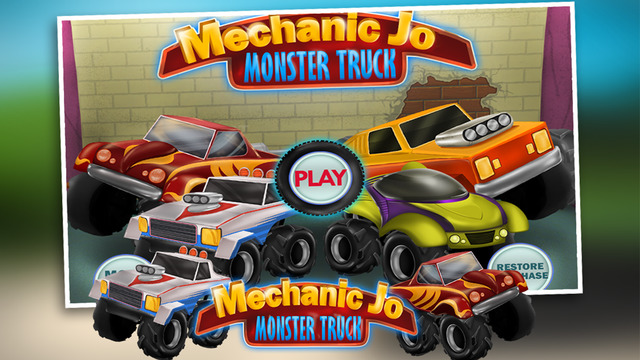 Mechanic Jo Monster Truck Mania - Repair Wash Makeover your Crazy Monster Trucks in Trucker Garage f