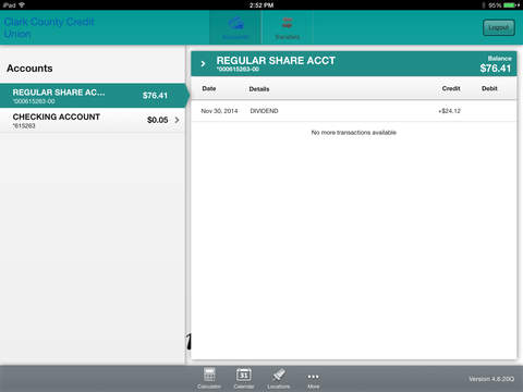 Clark County Credit Union Mobile App for iPad screenshot 3