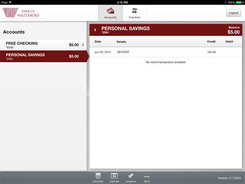 Bank of Walterboro Mobile App for iPad screenshot 3