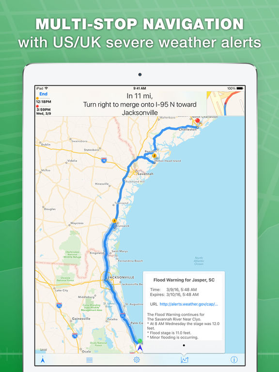 inRoute Route Planner, GPS Navigation & Severe Weather Alerts screenshot