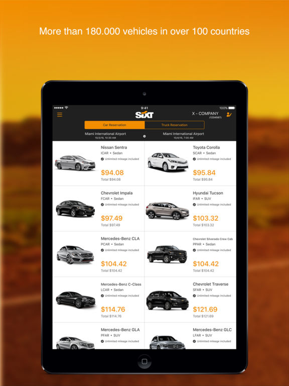 Screenshots of Sixt for iPad