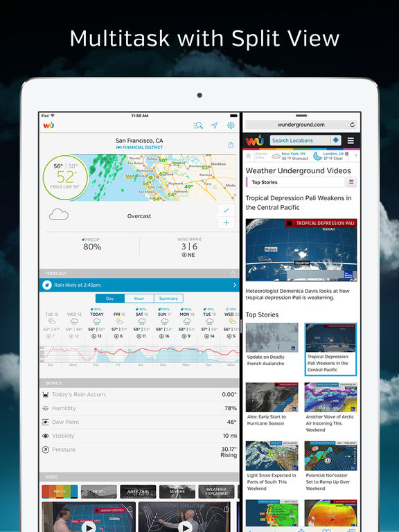 Screenshots of Weather Underground: Forecasts for iPad