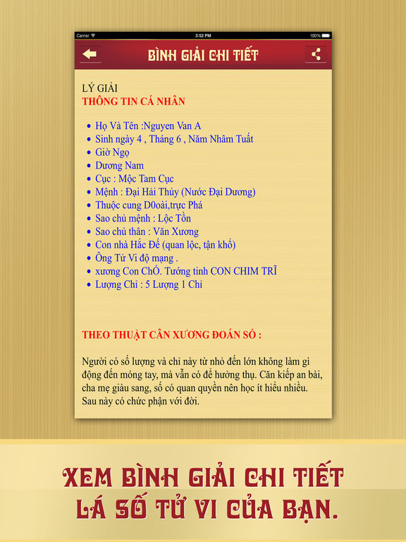 Screenshots of Lá Số Tử Vi for iPad