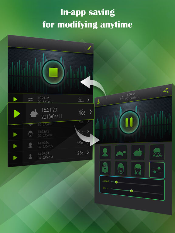 Screenshots of Voice Changer, Recorder plus Player for iPad