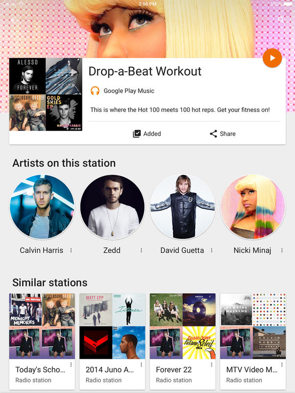 Screenshots of Google Play Music for iPad