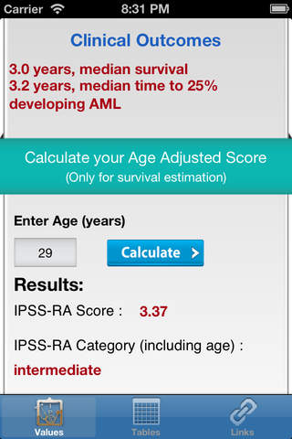 MDS IPSS-R Calculator - Advanced - náhled