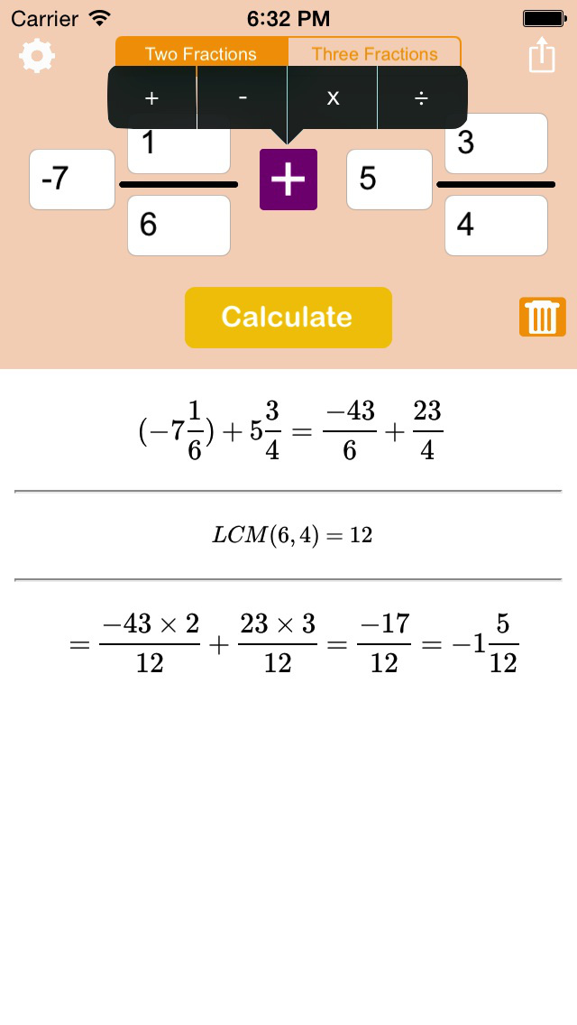 adding and subtracting fractions calculator