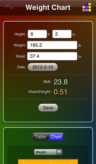 Weight Chart Free screenshot 1