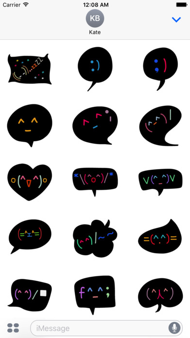 Kaomoji - Black Doodle Japanese Emoji Stickers screenshot 1