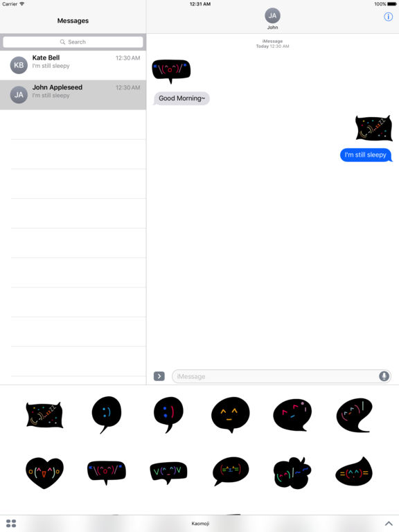 Kaomoji - Black Doodle Japanese Emoji Stickers screenshot 7