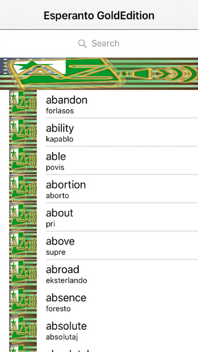 Esperanto Dictionary GoldEdition screenshot 1