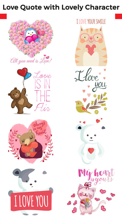 Love Quotes with Lovely & Cute Animal Character screenshot 1