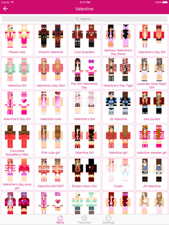 Minecraft Valentine Girl Skins