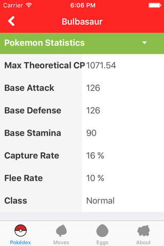 Database for Pokémon GO - náhled