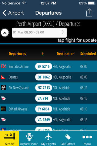 Perth Airport (PER) Flight Tracker Radar - náhled