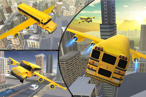 Flying School bus simulator 3D free - school kids - náhled