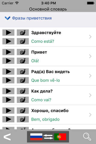 Russian / Portuguese Talking Phrasebook Translator - náhled
