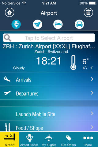 Zurich Airport (ZRH) Flight Tracker - náhled