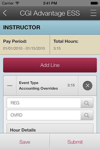 ESS Mobile Timesheet - náhled