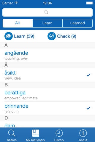 Swedish <> English Dictionary + Vocabulary trainer - náhled