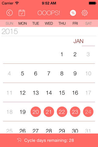 Ooops! - women's calendar menstrual cycle - náhled