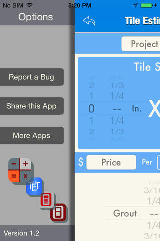 Tile Project Estimator Tool - náhled