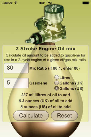 2 Stroke Oil Mix Calculator - náhled