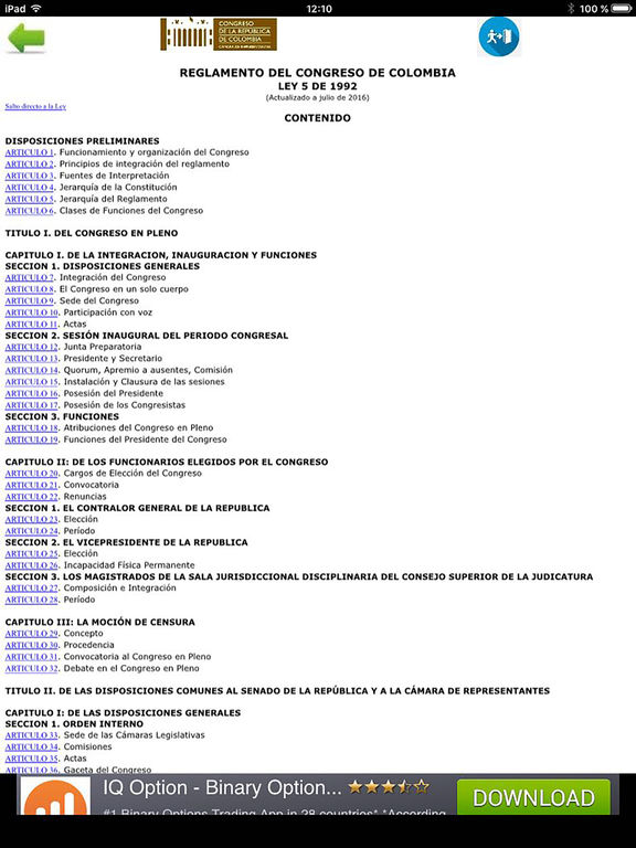 Reglamento  Congreso Colombia screenshot 6