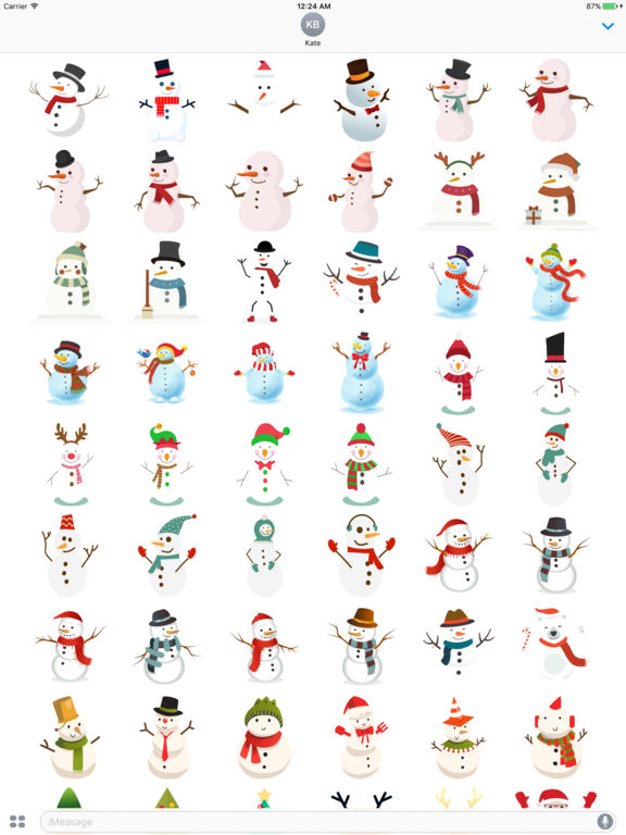Snowman Merry Christmas stickers for iMessage screenshot 3